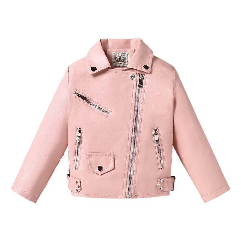 Toddler Girls Leather Jacket Candy Color Boys Wind-proof Jacket Winter Fall Fashion Children's Clothes