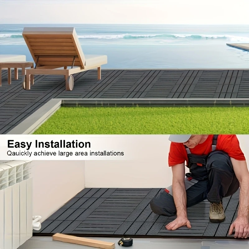 30cm square flat plastic floor tiles, waterproof wear resistant splicing floor mats home renovation decor