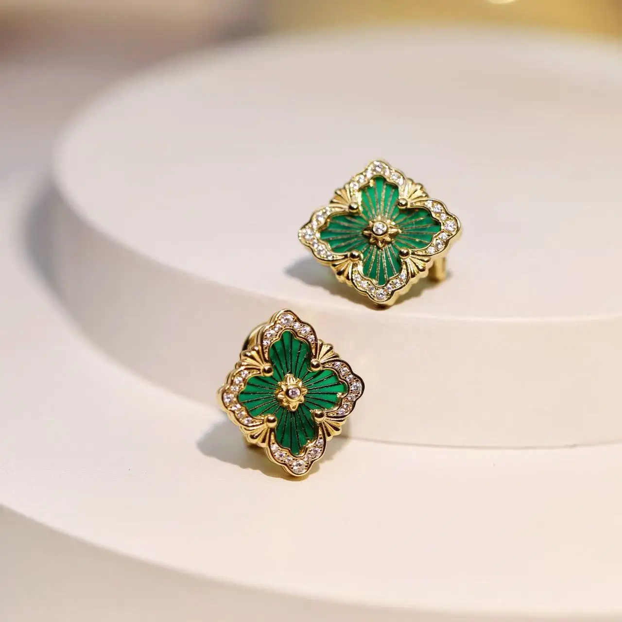 

Encounter a Retro Dream and Ignite Elegant Charm Silver-inlaid Gold plated Ear Studs-Premium Quality.Zero Cheap Feel