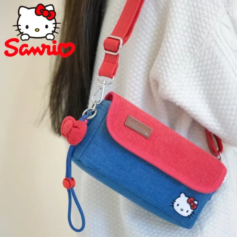 

Hello Kitty Red Crossbody Bag Kawaii Flap Organizer Cute Floral Charm Purse for Girls​​ Convenient Camera Bag Pocket3 Storage