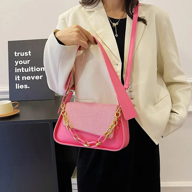 KK  New 2024 model, women's handbag, women's popular acrylic chain strap high-end feeling crossbody bag ladies handbags