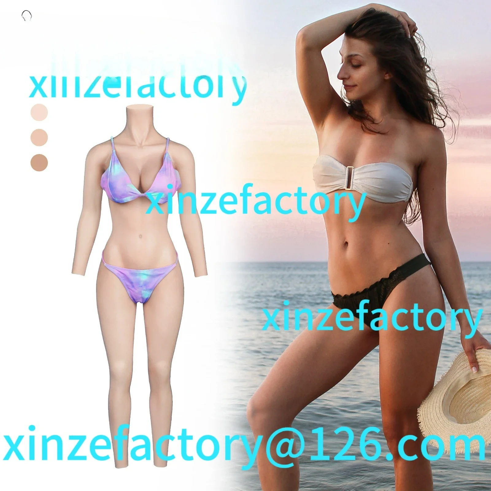 Customizable   Cosplay Breast Forms Silicone Bodysuit with Arms Fake Chest Realistic Vagina