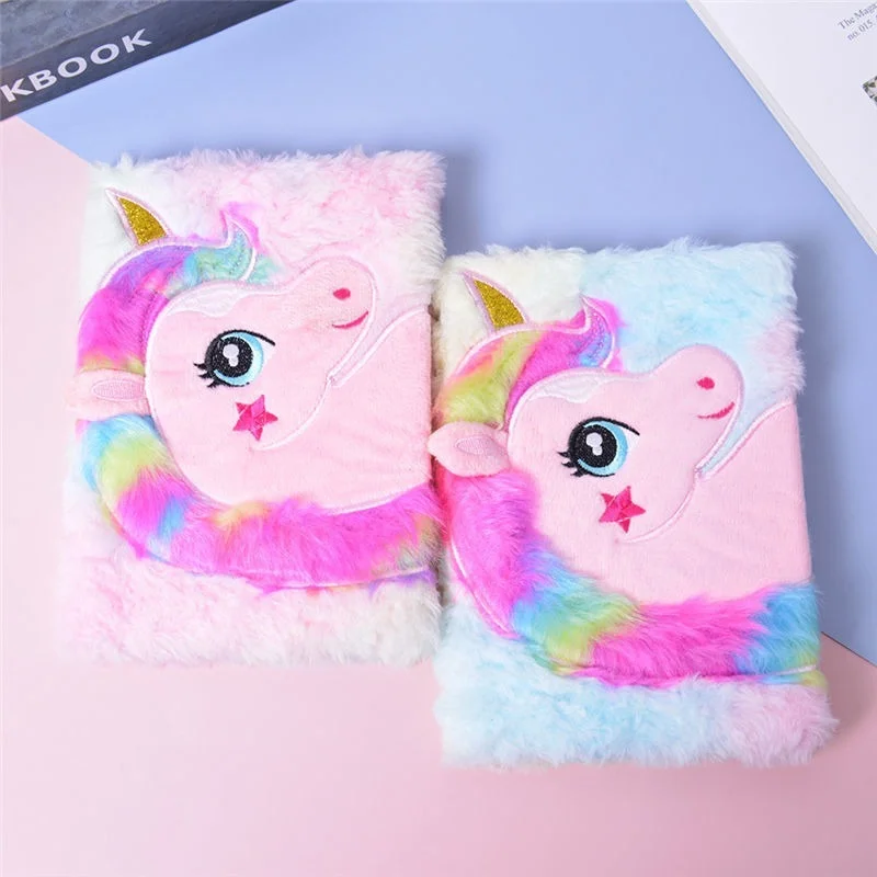 ins Korea Cute Girl Heart Unicorn Handbook Plush Diary Student Stylistics Travel Notepad Notebook journal notebook