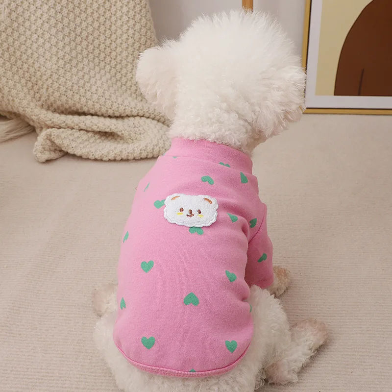 Ropa de amor para perros y cachorros, jersey de peluche Bichon, camiseta interior cálida para nieve y lluvia, Chaleco de dos patas, Otoño e Invierno