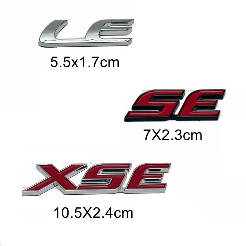 For Toyota XSE Logo SE English Letter Emblem for Camry Sienna Corolla LE Rear Trunk Sticker Car Side Badge Car Sticker Emblem