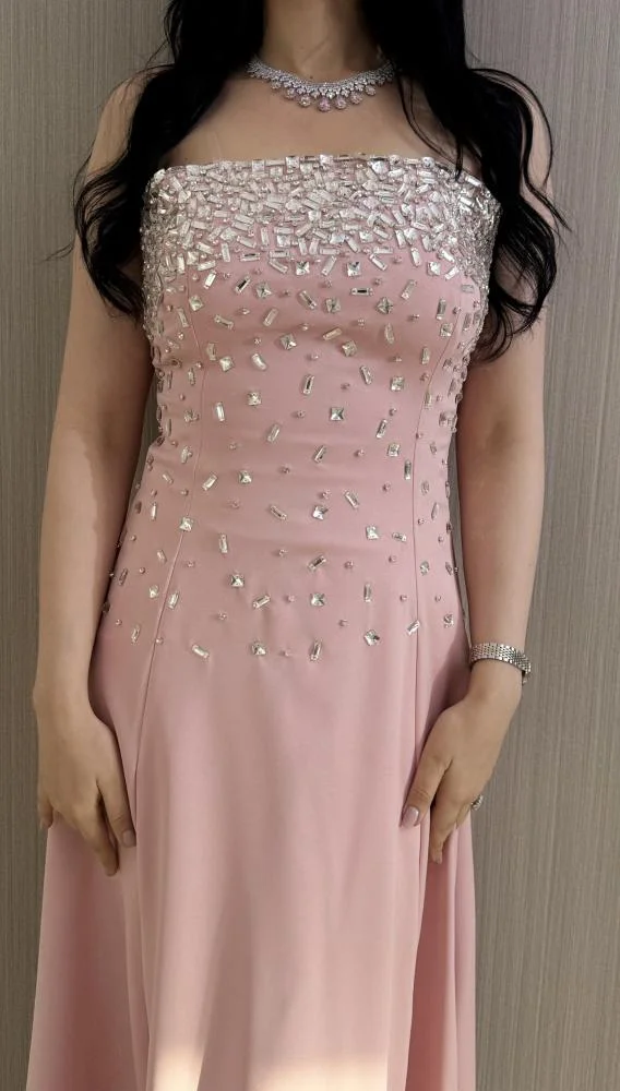 

AsaNagi Arabia Elegant Prom Dresses Strapless Pink Women Saudi Ankle-Floor Beadings Luxurious 2025 Evening فساتين سهرة