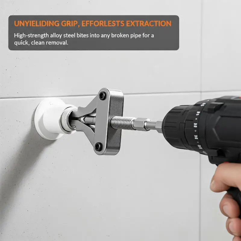 Plumbing Pipe Extractor Tool Broken Thread Puller Hex Shank for Power Drill for PPR PVC MPP Pipe Emergency Repair