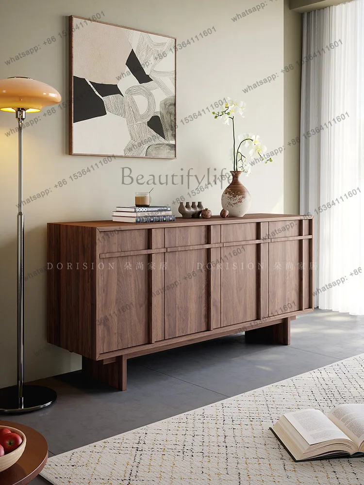 YJ Mid-Century Solid Wood Sideboard Retro Drawer Storage Cabinet Wall Mounted Entryway Living Room Hall Furniture
