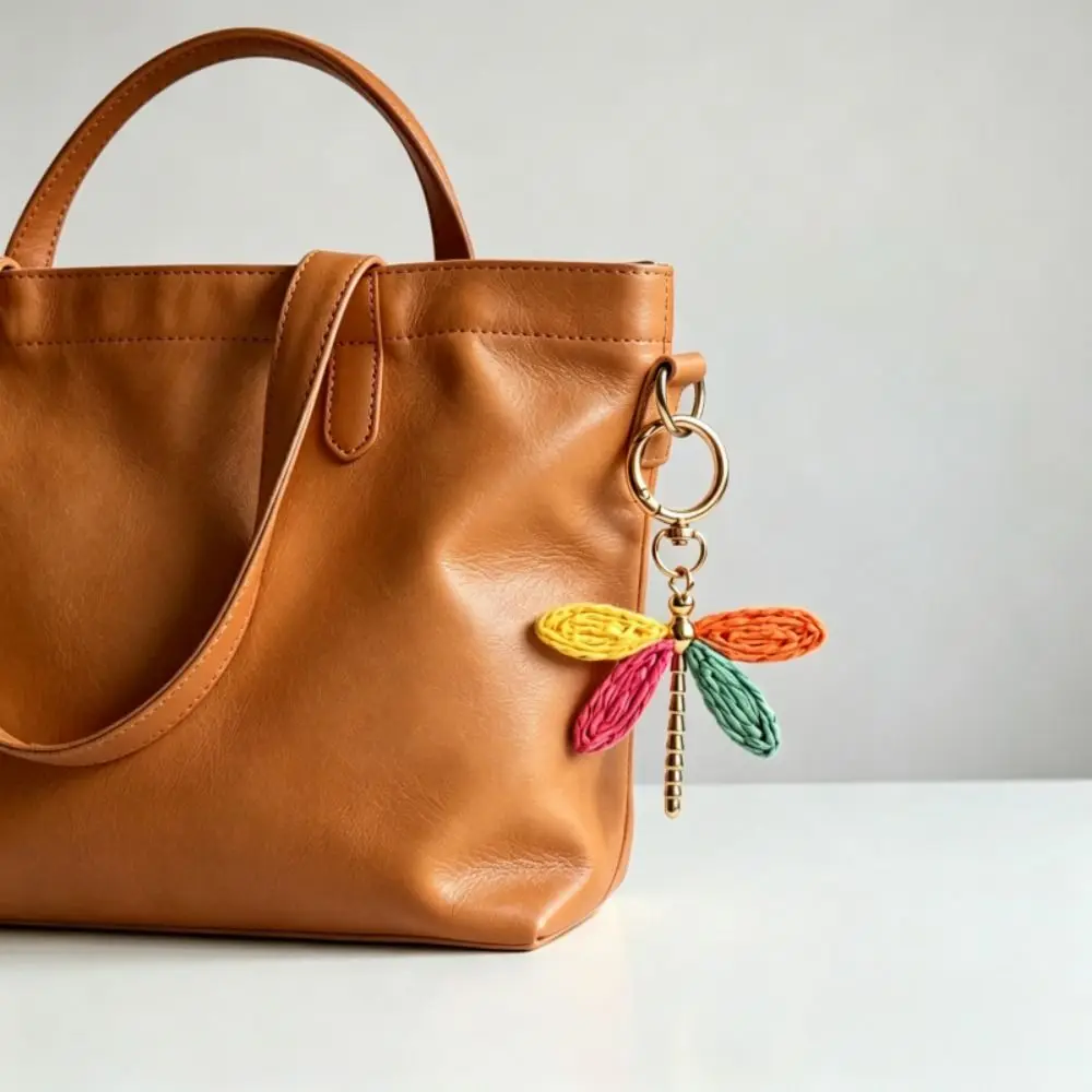 New Hand Woven Dragonfly Keychain Bohemian Style Dragonfly Shaped Dragonfly Pendant Lightweight Car Keychain Backpack Charm