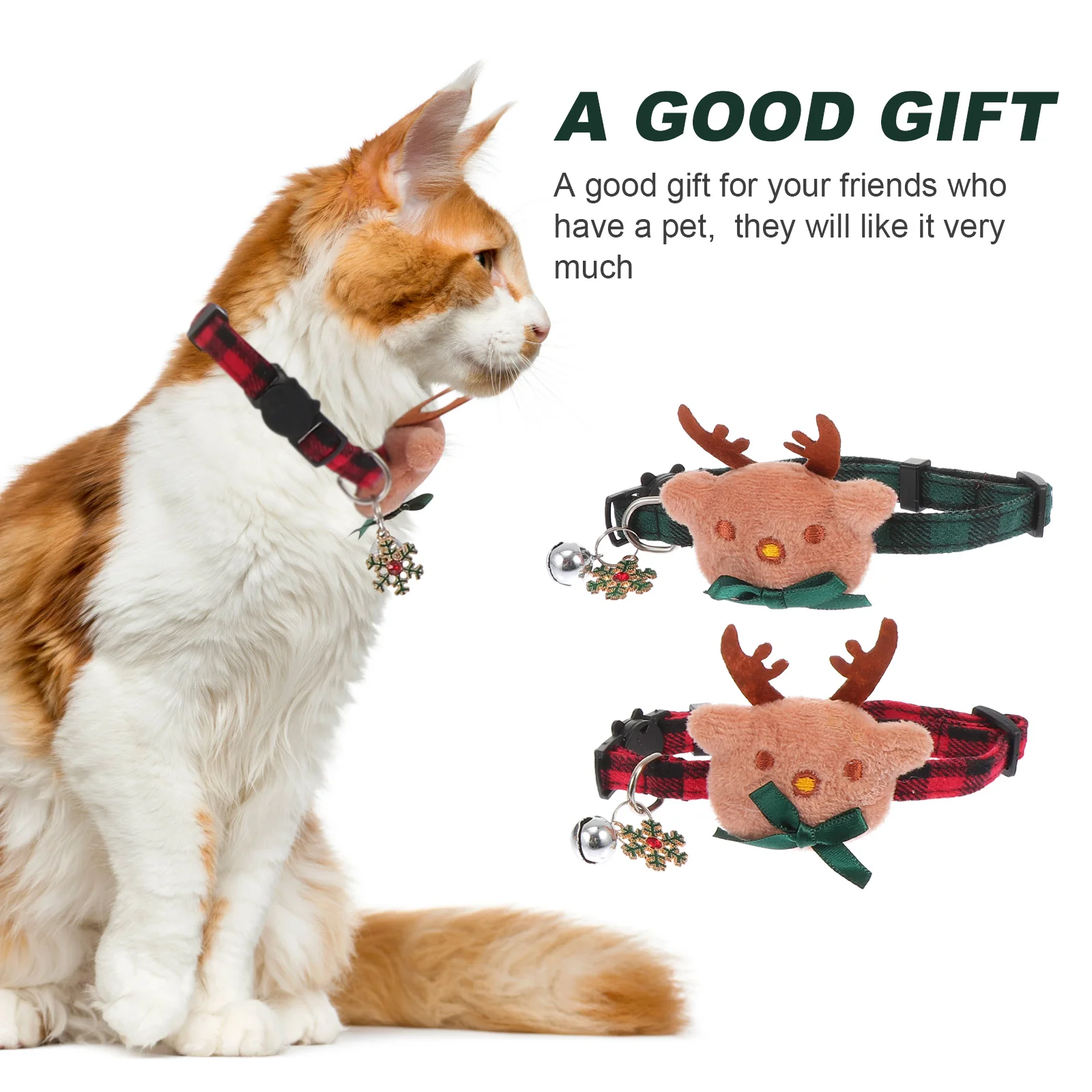 

2 Pcs Pet Collar Christmas Cat Adjustable Easy-to-use with Bowtie Cute Holiday Collars