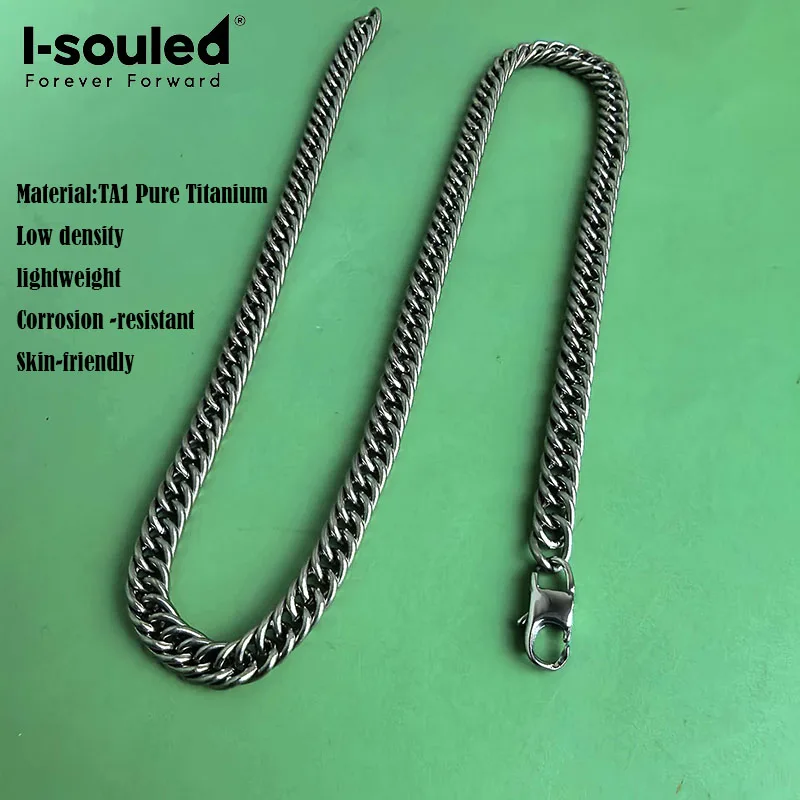 

7.0mm TA1 pure titanium double woven chain necklace, lightweight, anti allergic, corrosion-resistant