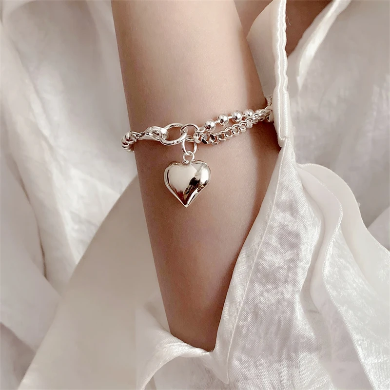 

WEDHOC 925 Sterling Silver Sweet Romantic Shiny Heart Cloud Resizable Bracelet For Women Luxury Jewelry Party Birthday Gift