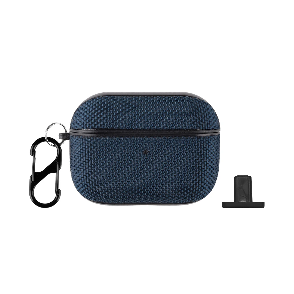 

Чехол для Apple AirPods Pro 2, водонепроницаемый нейлоновый чехол для наушников с застежкой для подвешивания - темно-синий