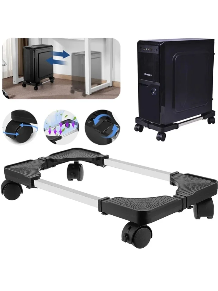 Computer-Tower-Ständer mit mobiler Basis und Universalrädern, einfache Aufbewahrung, erhöhte Gehäusehalterung, PC-CPU-Ständer, PC-Trolley, Ständer, Halterung, Schreibtischständer mit Rollen,