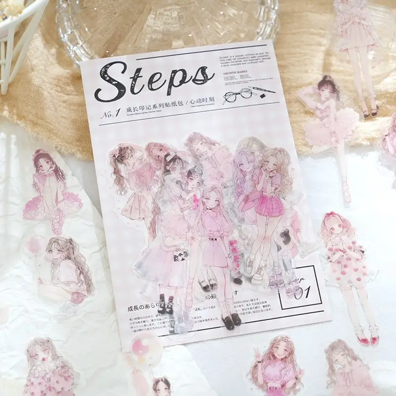 50pcs Growth Imprint Series Creative Character PET Stickers DIY Diary Phone Case Handmade Scrapbook Aesthetic Sticker