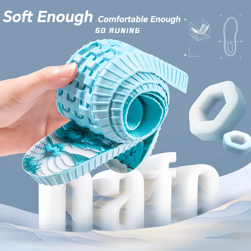 1 คู่พื้นรองเท้ากีฬาซุปเปอร์ซอฟท์ระบายอากาศได้ดีความยืดหยุ่นสูงการดูดซับแรงกระแทกรองเท้าวิ่งแผ่นรองพื้นรองเท้าพื้นรองเท้า