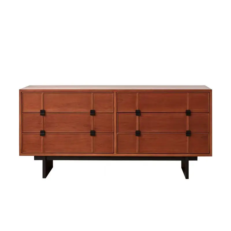 French retro solid wood six-chest cabinet, living room, bedroom, medium antique multi-layer storage cabinet