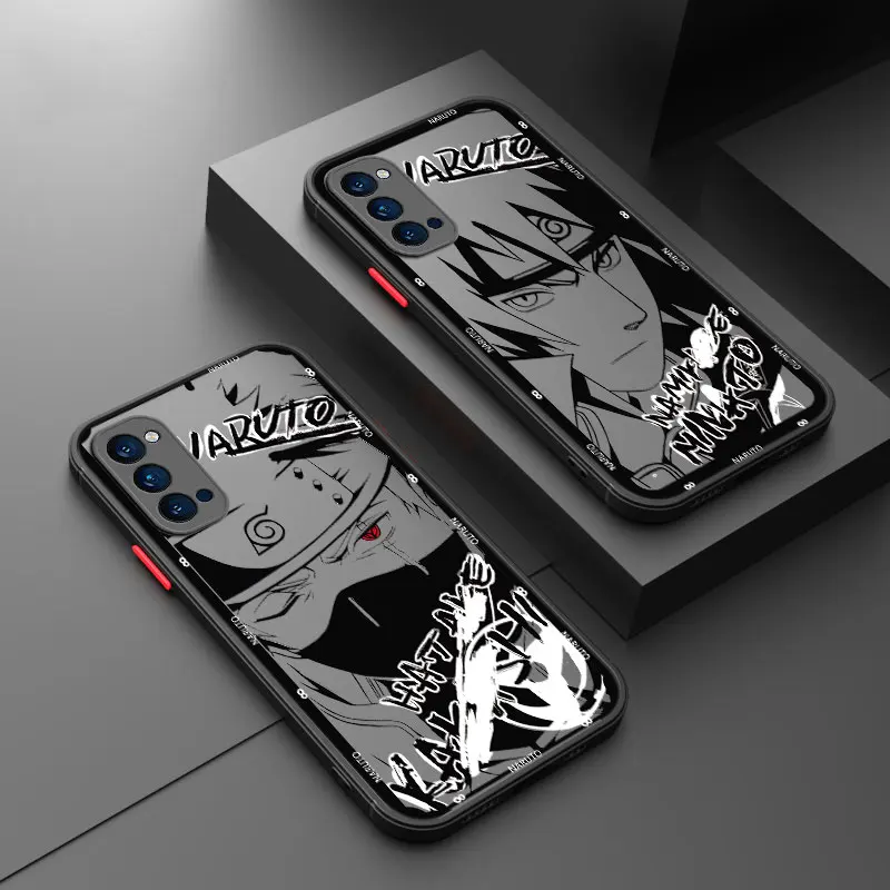 Black N-Narutos Art Frosted Phone Case For OPPO A57 A58 A74 A78 A94 4G A55 A98 5G A15 A16 A17 A31 A36 A38 A52 A59 A53 A93 2020