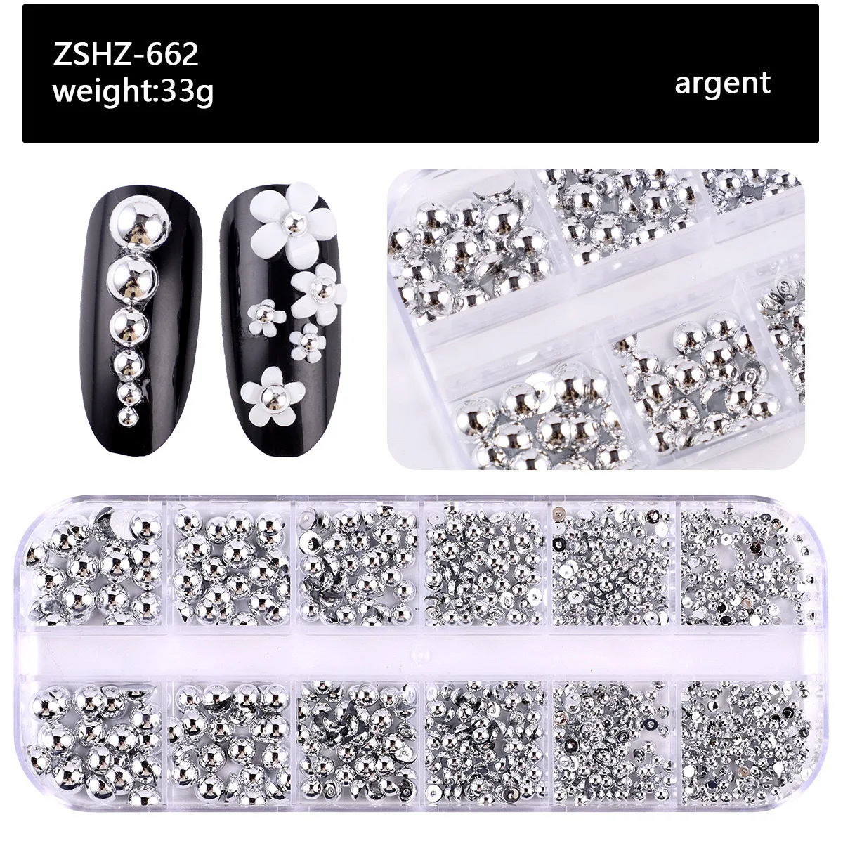 1Box Artificial Simulated Half Round Pearl Nail Charms 3D Multiple Colors Flat Bottomed Pearl Nail Art Decorations for DIY Nails