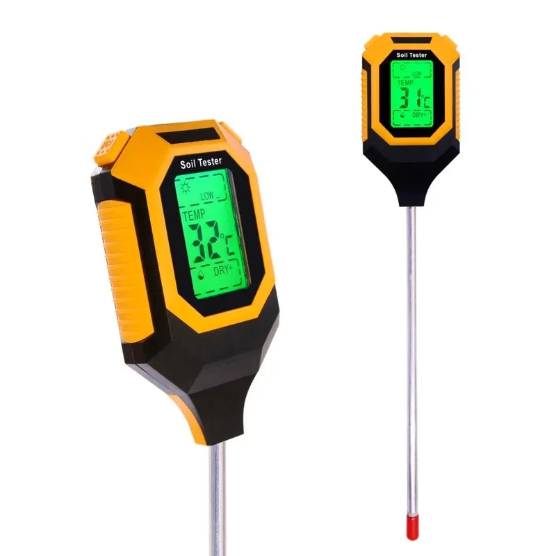 4-in-1 Soil Tester, Soil Moisture Meter with pH, Temperature & Sunlight Measurement, Digital Plant Water Meter with Backlit LCD