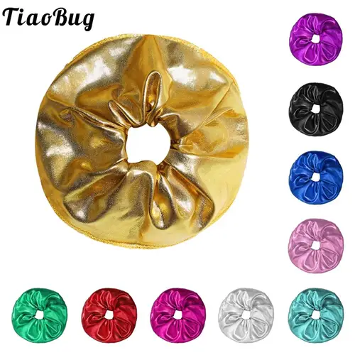 Banda para el cabello metálica deportiva para baile para niños y niñas, coleteros para el cabello con volantes, lazo para el cabello, gimnasia, patinaje, coleta, banda ancha para el cabello