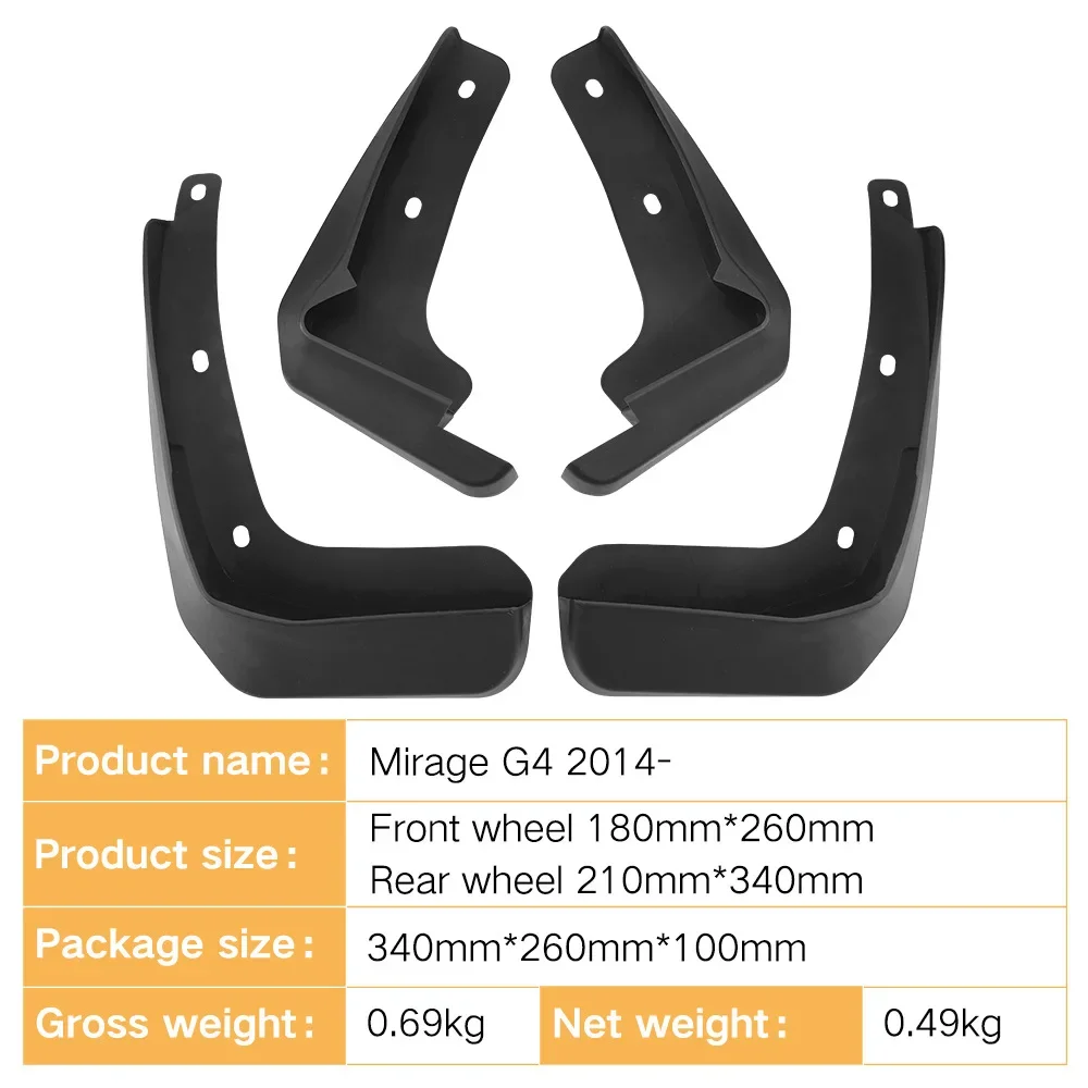 Mudflaps Mudguards Fit for Mitsubishi Mirage G4 2014-2024 Mudguards Tire Fenders Mud Flaps Wheel Guards Accessories 4x Tyre