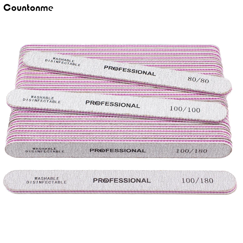 20Pcs/Lot Thick Sandpaper Nail Art Files 80/100/180 Emery Board Buffer For Manicure Straight Stick Block Salon Nail Accessories