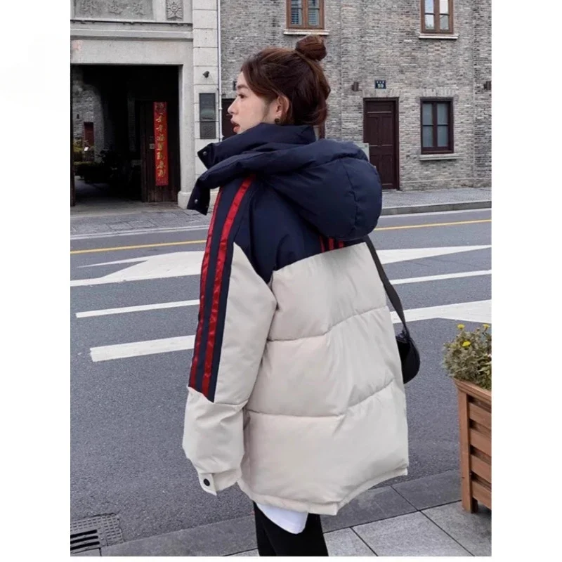 This Year's Best-selling Spliced Hooded Down Jacket, Women's Winter New 2024