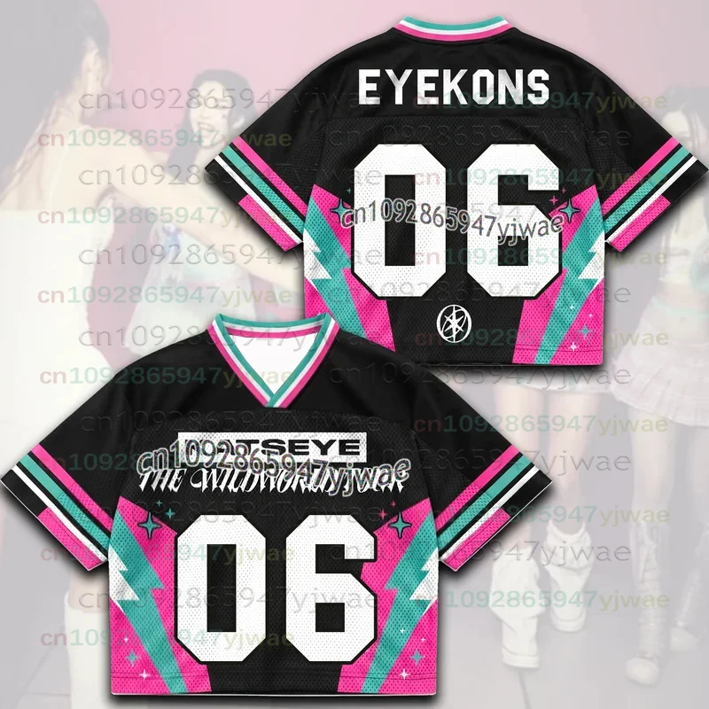 2026 Neues leuchtendes Katseye The Wild World Tour Jersey Merchandise Geschenk für Eyekons Bunte rosa-grüne schwarze T-Shirts für Männer, Frauen und Fans. – Detail 9