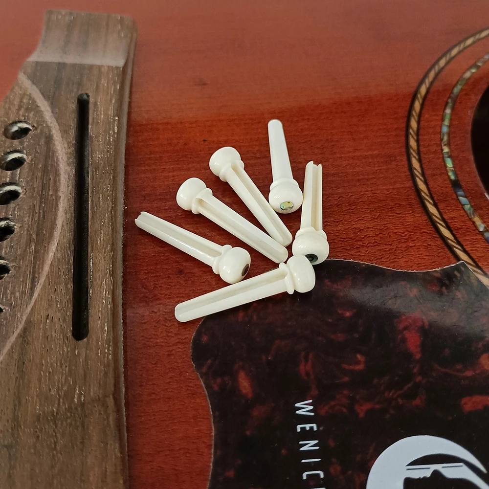 6 Pieces/lot cow Bone String Nails Guitar Strings Pin pure bone Guitar Strings Fixed Acoustic Guitar Bridge Pins