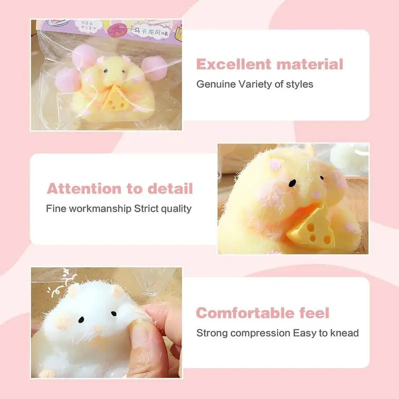 Hamster Squeeze Toy Kids Fidget Toy With Cheese Cute Hamster Toy Hamster Pinch Toy Squishy Toy Sensory Toy For Kids And Adults