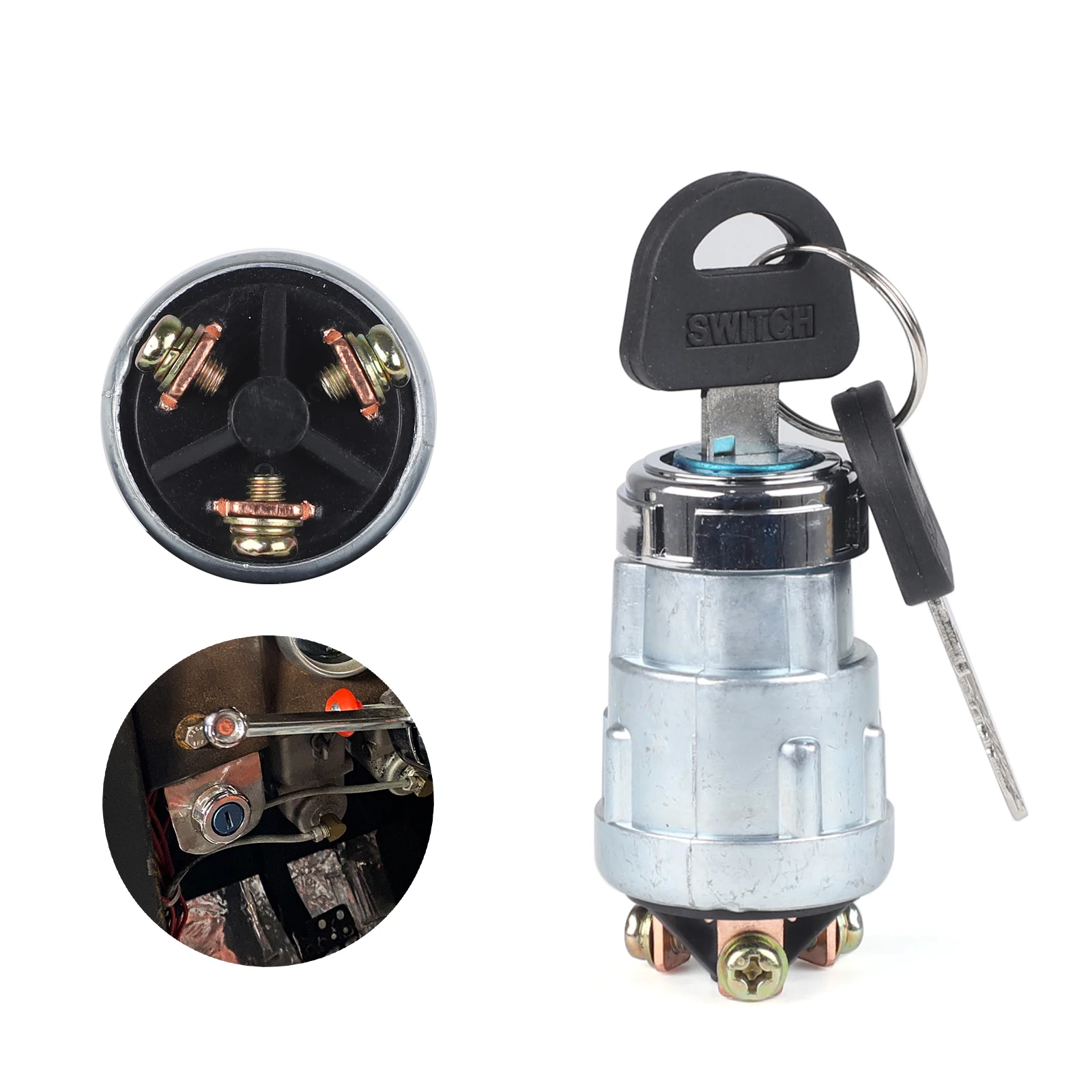 key switch Engine Ignition Switch & 2 Keys 12V 3 Position 3 Connection Terminal For Car Motorcycle Tractor Forklift