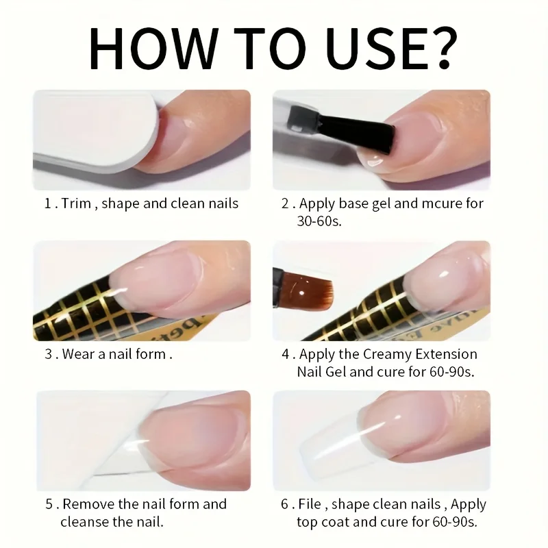 3-in-1 Transparent Building Fiber Rubber Base Gel - LED Light Curing Quick Build Polish,for Broken Nails, Fiberglass & Extension