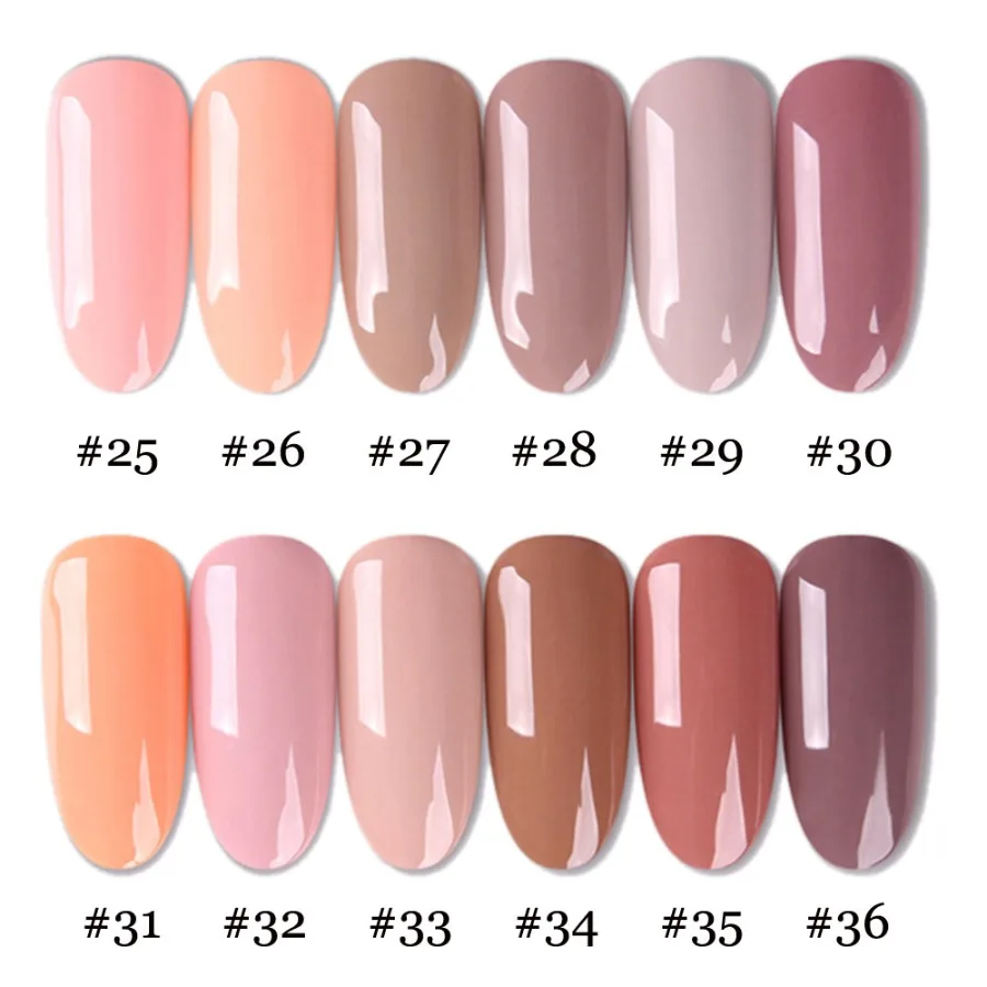 Pure Color Nail Gel Polish Nude Pink Nail Gel Semi Permanent Solid Nail Gel Varnish Soak Off UV Ge 12 Colors