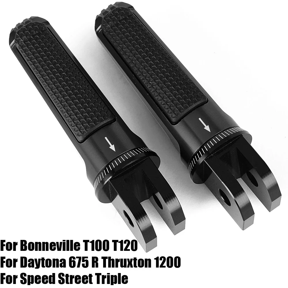 Front Footrests Rider Foot Pegs For Triumph Daytona 675 Bonneville T100 T120 Thruxton 1200 Speed Twin Street Triple R S RS Cup