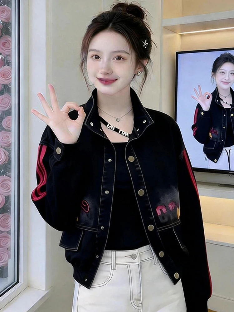 

Модная джинсовая куртка с отложным воротником для женщин, весна 2026, новая модель, повседневная, удобная, на пуговицах, с антиоксидантной защитой