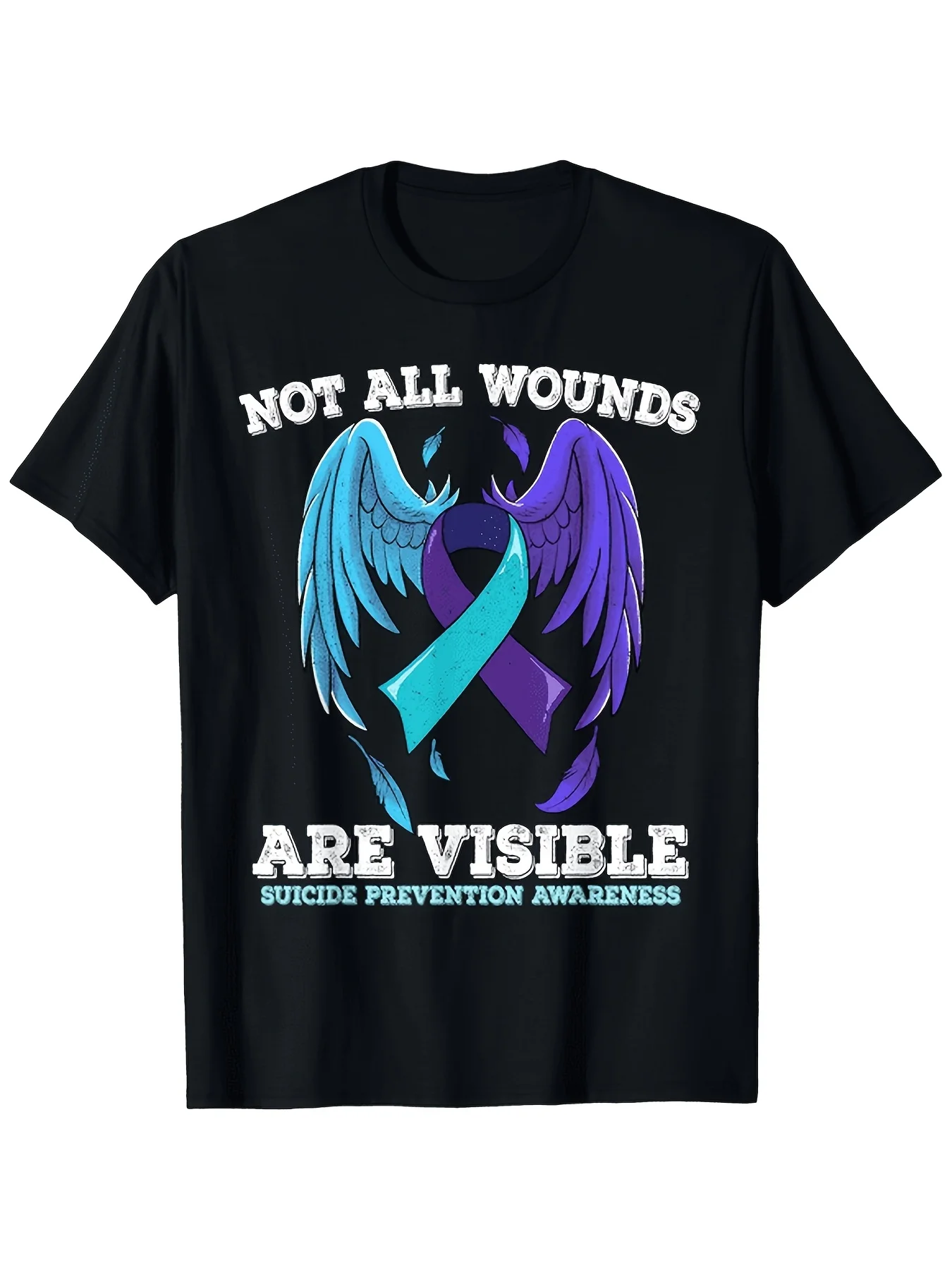 Unisex Crew Neck T-ShirtNot All Wounds Are Visible Suicide Awareness TShirt Unisex Holiday Gift Casual Outing 2026 New Style Tsh