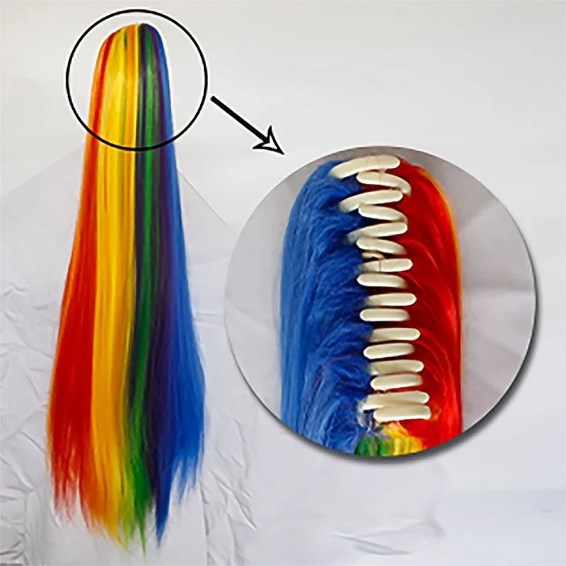 Cosplay Rainbow Wigs Dash Multi Colors Long Straight Clip on Ponytails/Cosplay Wig Ponytails Party Wigs
