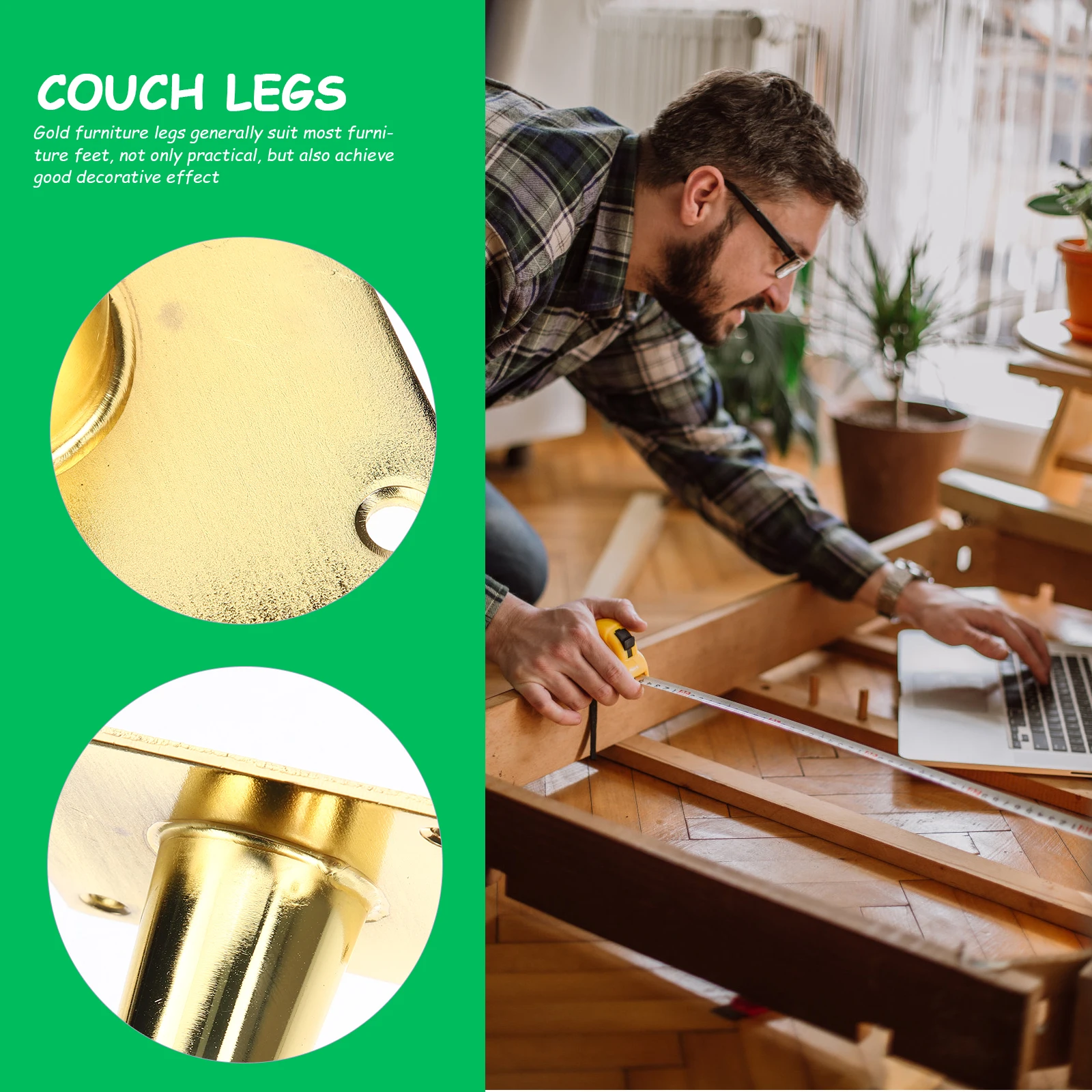 

4pcs Metal niture Legs Replacement Gold Table Legs For Sofa Couch Bed Cabinet Chairs Strong Load Capacity Decorative