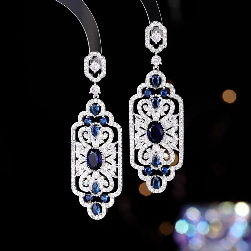 

Роскошные элитные новые серьги с растениями, европейские и американские тяжелые ремесленные серьги с микроинкрустацией цирконом, дворец в стиле ретро, цветочная бирка Earri