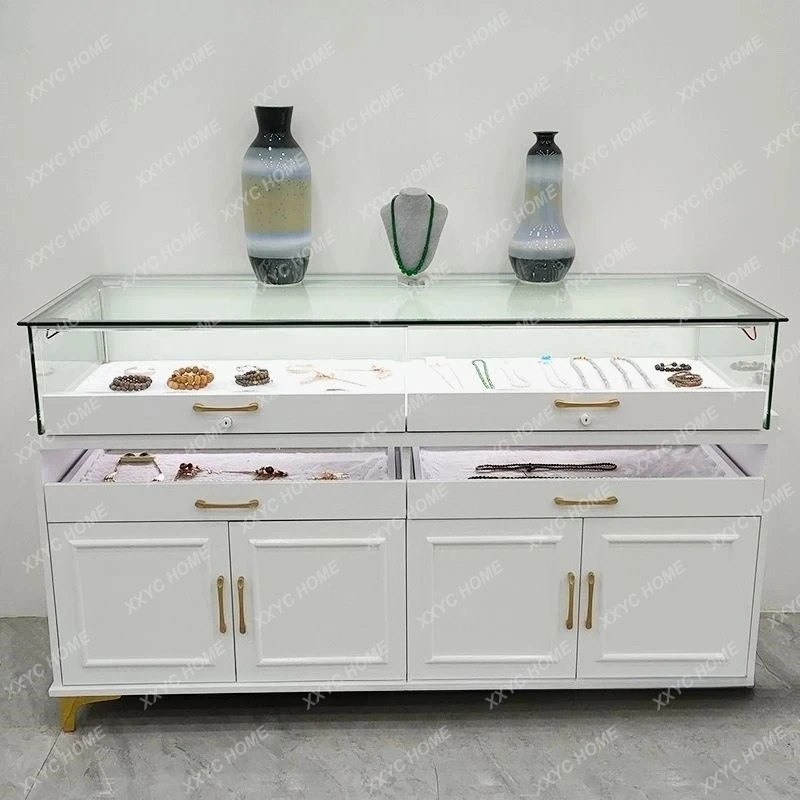 Glass transparent display cabinet pulling jewelry jewelry middle island cabinet model display cabinet