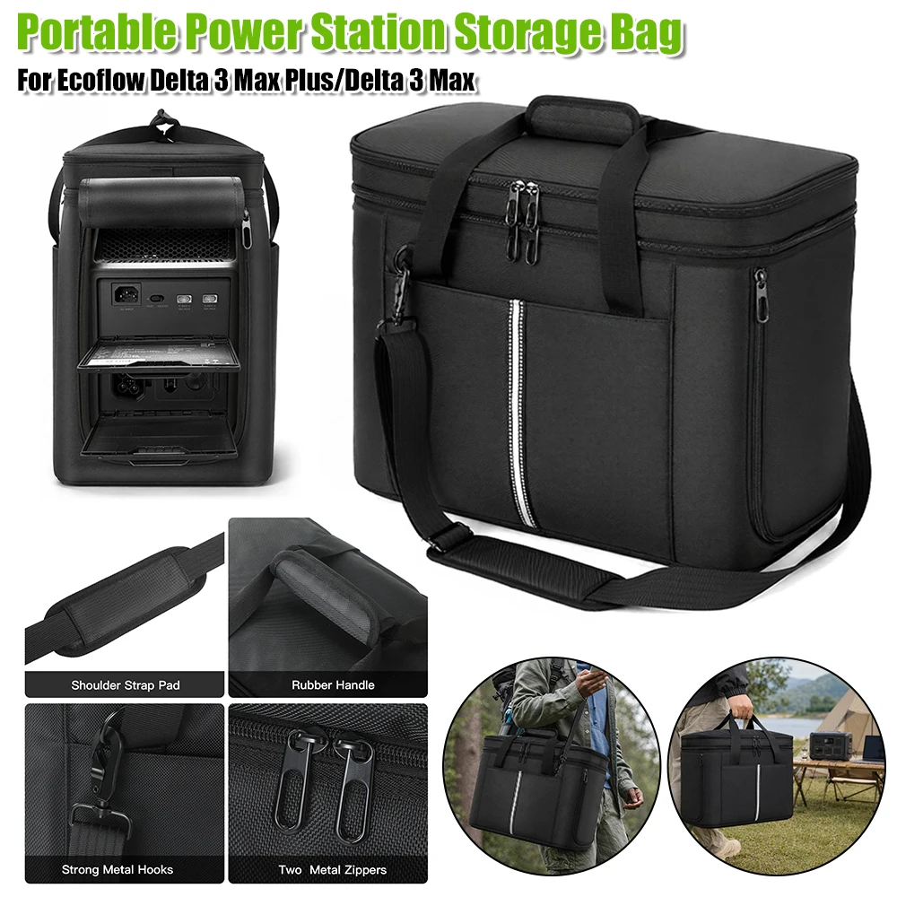 Portable Power Station Storage Bag for Ecoflow Delta 3 Max Plus/Delta 3 Max with Shoulder Strap & Handle Protective Travel Case