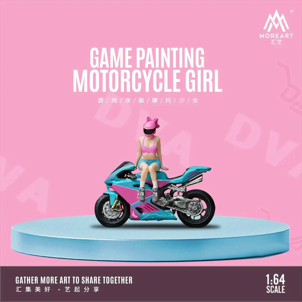 More Art 1:64 Motorcycle Girl Action Figure Set Model For Display & Collection & Gift