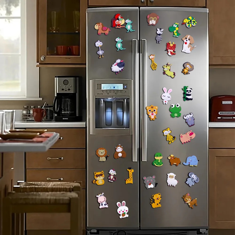 

One set Animal Fridge Magnets for Kids Toy Cartoon PVC Magnet for Refrigerator Decor Child Fridge Magnets Magnetic Accessories