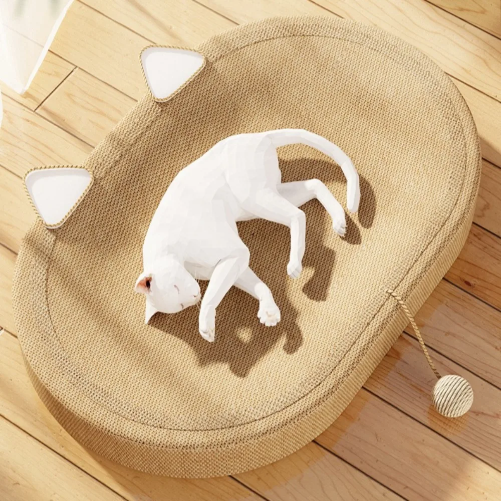 

Oval Cat Scratcher Bed with Cat Ear Design Wear-Resistant Corrugated Cat Scratching Pad for Cats Rest & Grind Claws Pet Supplies