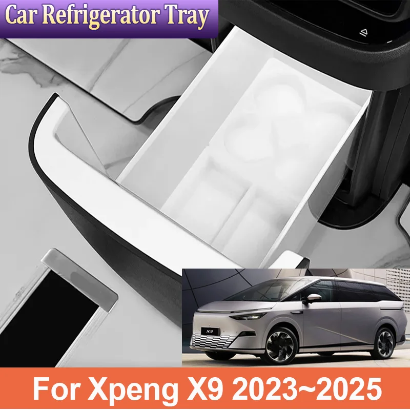 

Car Storage Pad For Xpeng X9 Accessories 2023 2024 2025 Refrigerator Tray Silicone Mat Storage Box Pad Restyling Auto Interior