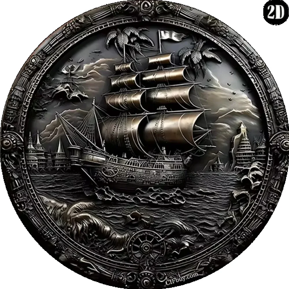 Clearance Nautical Porthole Round Metal Tin Sign, Vintage Sailboat Sea View Wall Plaque, Retro Marine Decor for Home Bar