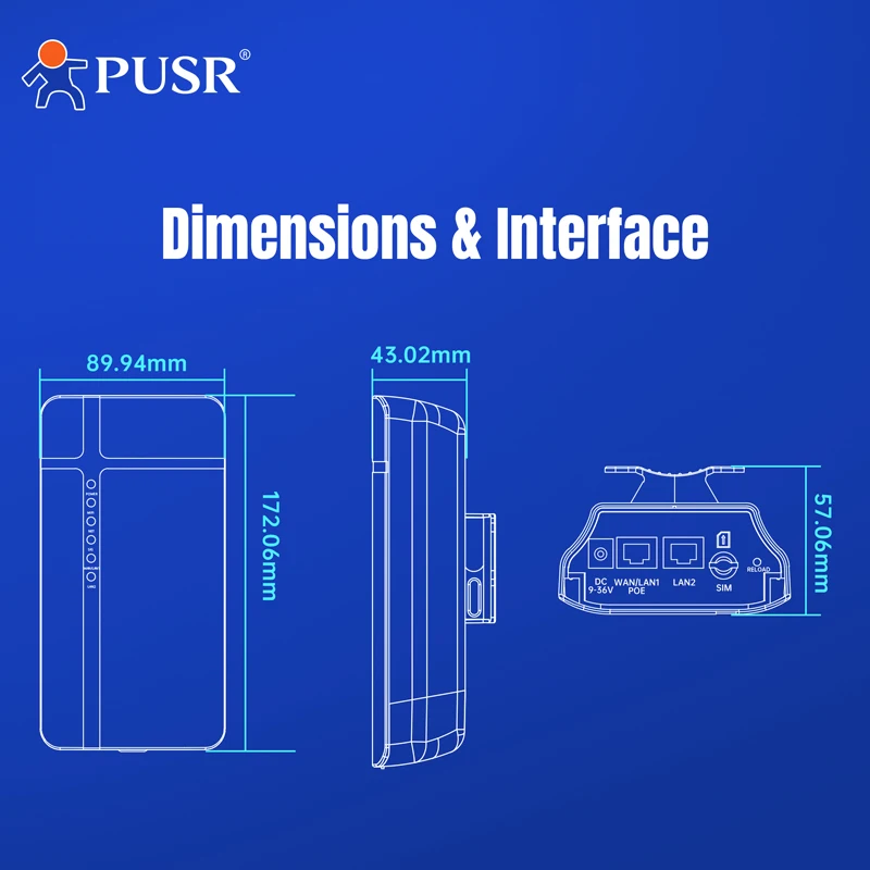 PUSR 아웃도어 4G LTE 라우터 CPE 강화 와이파이 셀룰러 모듈 듀얼 이더넷 포트 POE 전원 IP65 방수 글로벌 밴드 USR-AP510