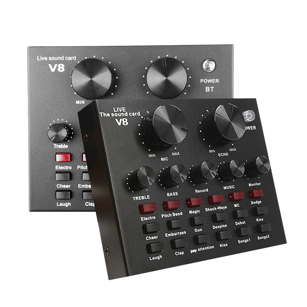 V8 V8S Audio Mixer USB External Headset Microfone Webcast Pessoal Live Broadcast Placa De Som Para O Computador Do Telefone