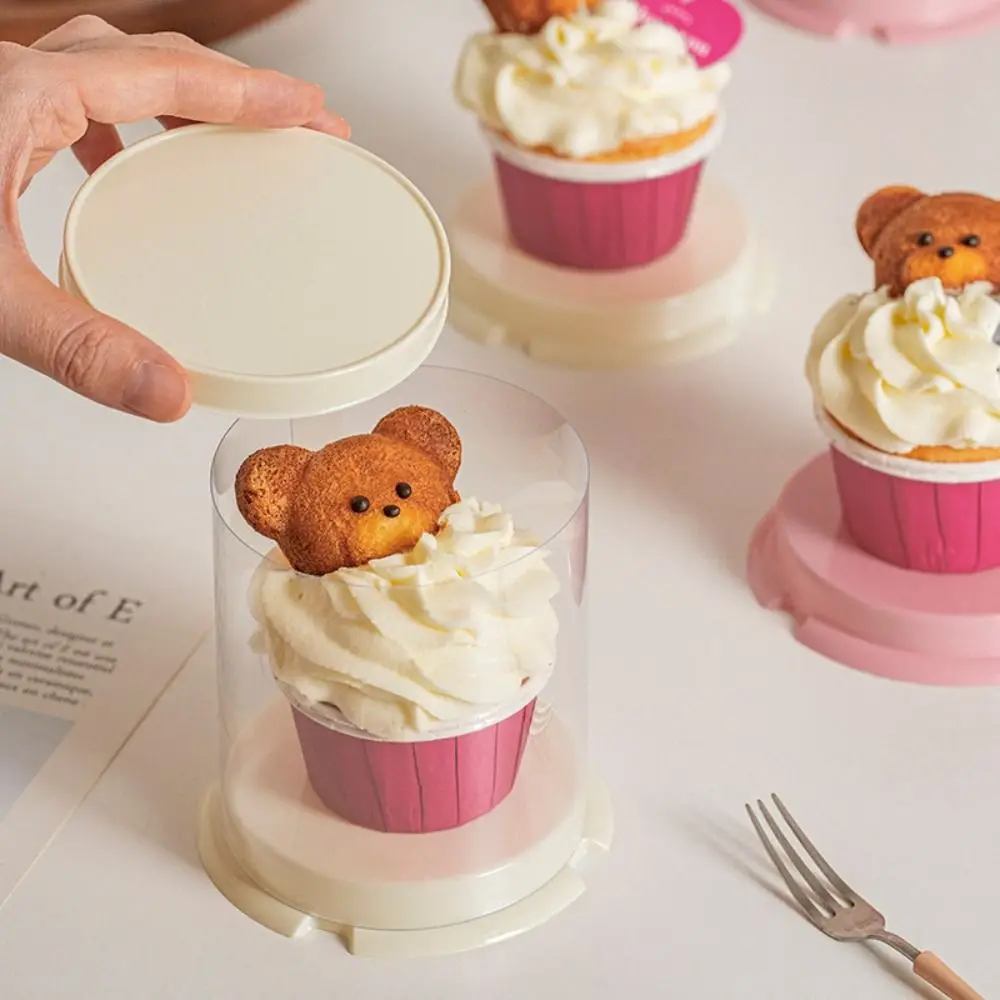 

10Pcs Gift Transparent Clear Cake Box Tall Layer Lid Circular Cookies Box Baking Muffin Box Wedding Supplies